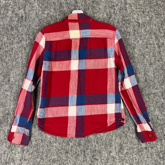 American Eagle Shirt Womens 8 Red‎ Cotton Plaid Flannel Collared Button-Up Chore - Picture 2 of 7